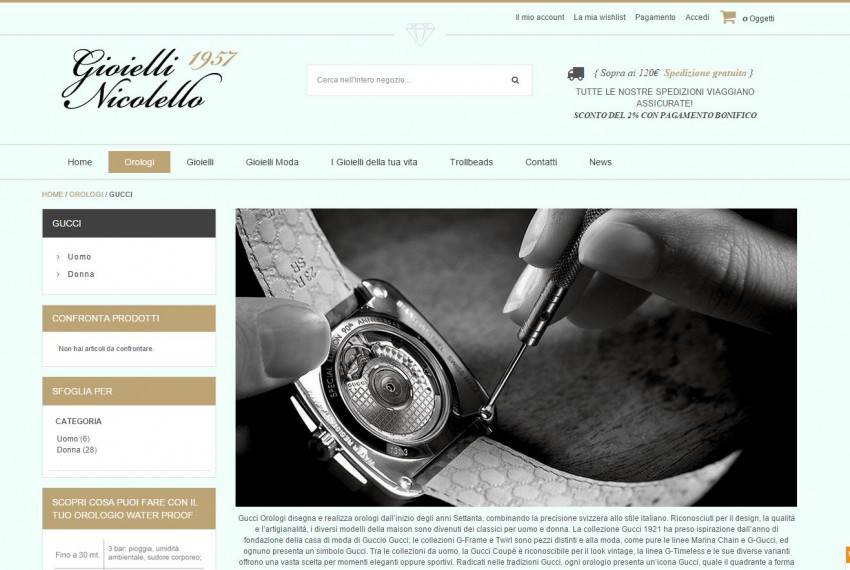 Radici Design - Gioielli Nicolello - Sito web 2015